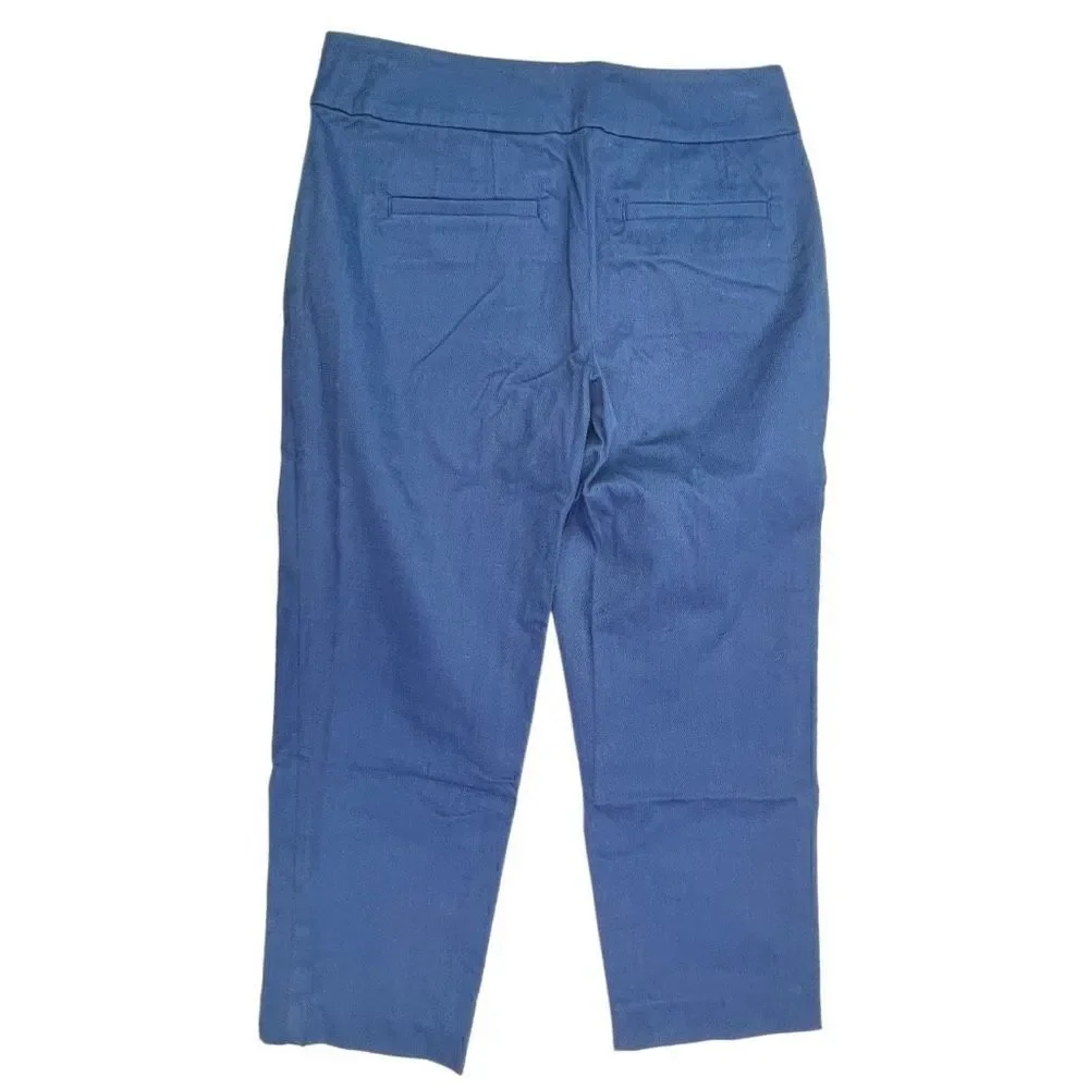 Ann Taylor Signature Pants Women's Size 0 Straight Leg Chino Blue Trouser Pants